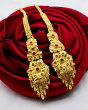 TEXTURED FLORAL KANCHAIN WITH EARRINGS