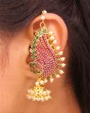 PEACOCK FEATHERS EAR-CUFFS