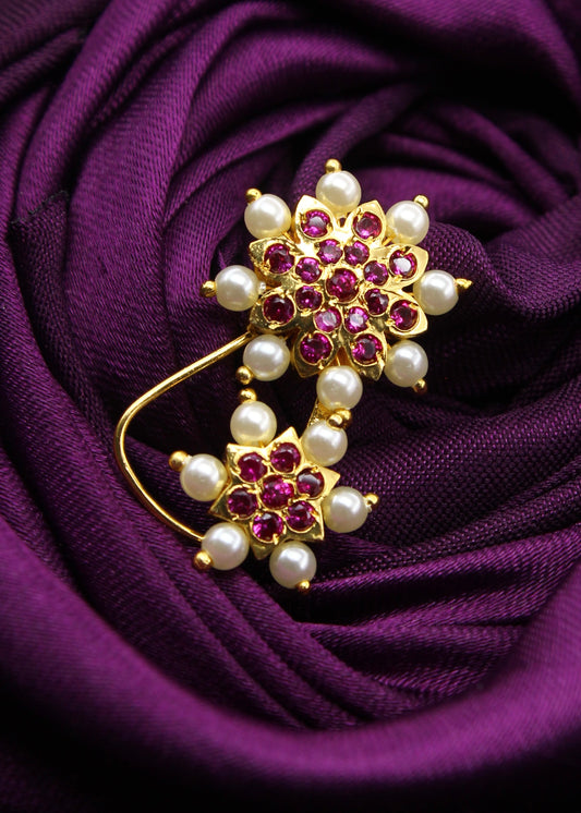 PINK STONE FLORAL NATH