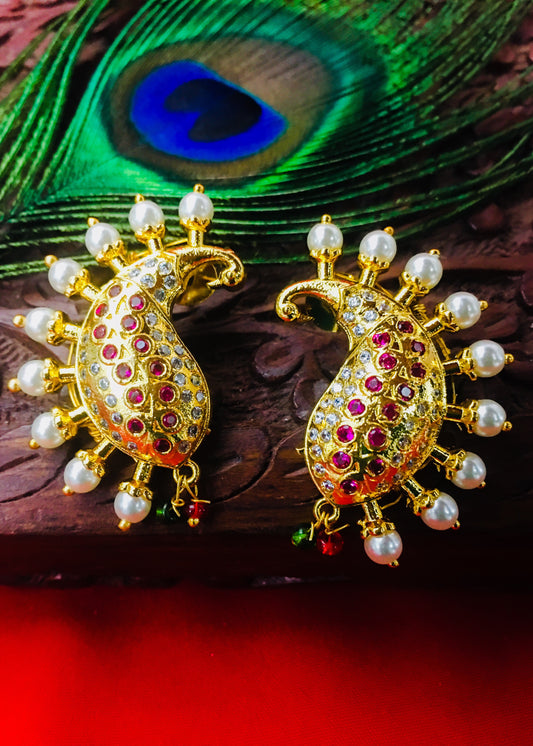 PEARL WITH PEACOCK EARRINGS