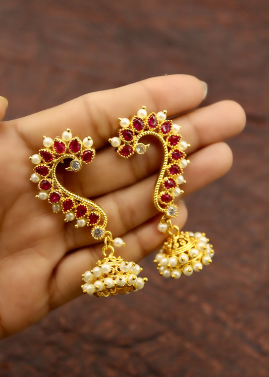 ROYAL PEACOCK JHUMKI EARRINGS