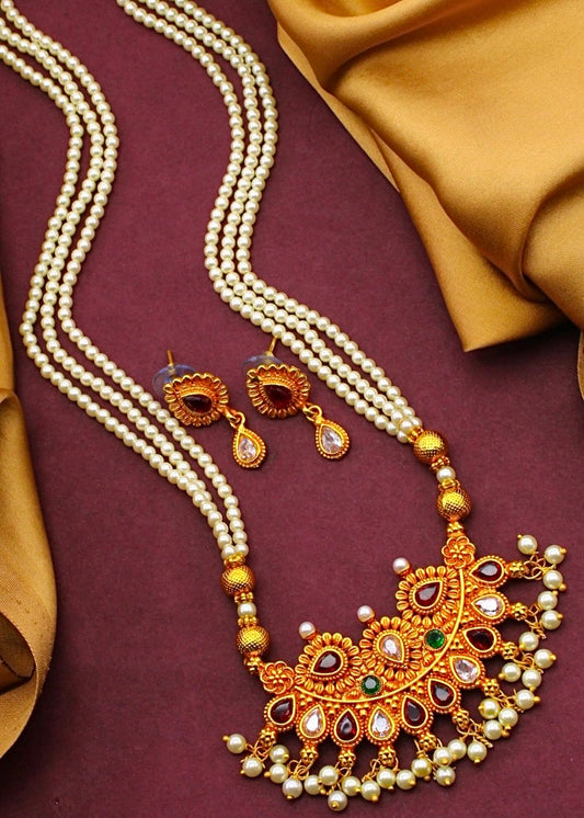 CHAIN PEARL BEADS NECKLACE