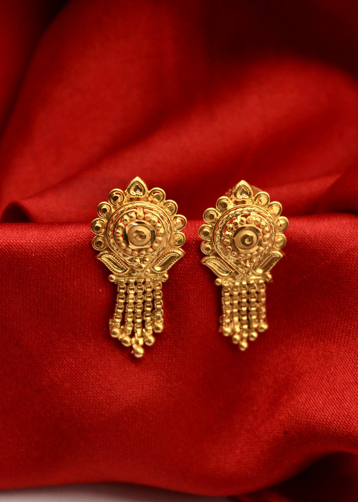 Buy Designer Sarees Salwar Kameez Kurtis  Tunic and Lehenga  CholiEnticing Golden Earrings