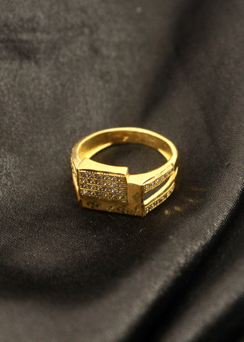 Buy quality 22k gold ganpati design pink stone gents ring in Ahmedabad