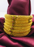 PINK STONE WITH GOLDEN BEADS BANGLES