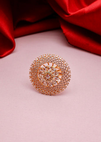 Traditional Big Round Crystal Golden Flower Green Finger Ring For Women -  Size 7 | eBay