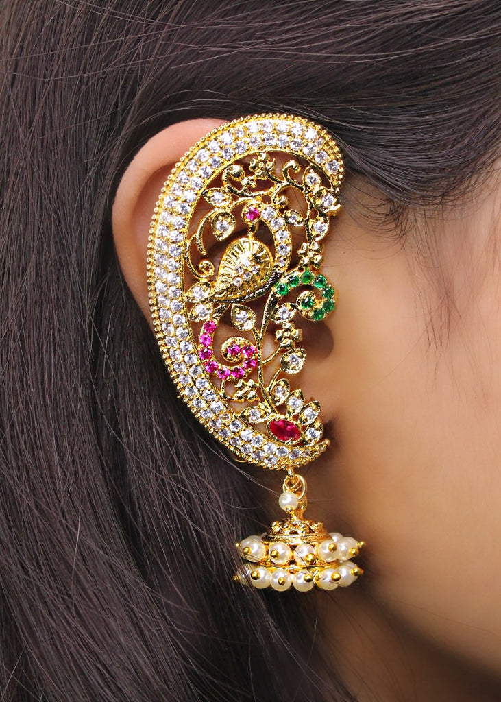 Buy OOMPH Gold Toned Leaf Shaped Ear Cuff  Earrings for Women 7850297   Myntra