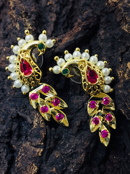 PEACOCK FEATHER EARRINGS