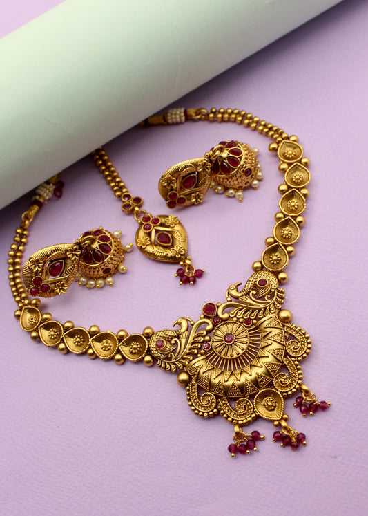 MARVELLOUS PEACOCK RAJWADI NECKLACE