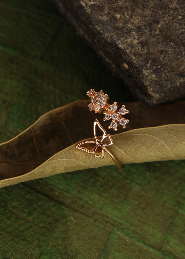 Mocha And Champagne Cubic Zirconia 18K Rose Gold Over Sterling Silver Butterfly  Ring 4.42ctw - BCB416 | JTV.com