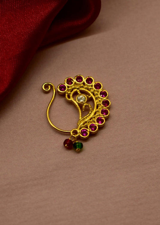 PINK STONE DESIGNER NATH