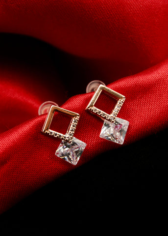 Gold Plated & Green Stone Studded Square Shape Meenakari Stud Earrings –  Silvermerc Designs