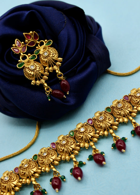 GLORIOUS RAJWADI CHOKER NECKLACE