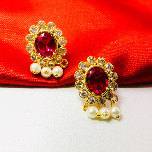 OVAL SHAPE PEARL STUDS