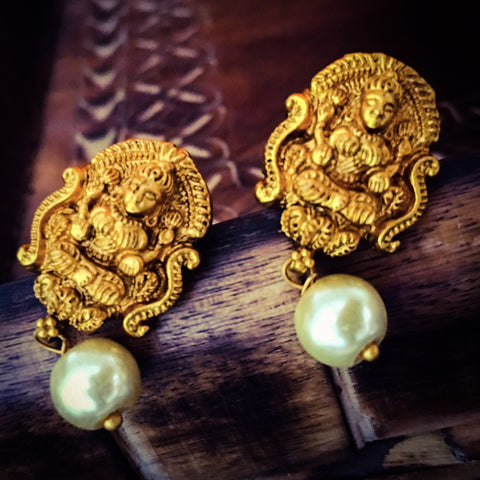 Lumibella Matte Gold Goddess Lakshmi Style Big Jhumki Earrings at Rs  1690/piece in Chennai