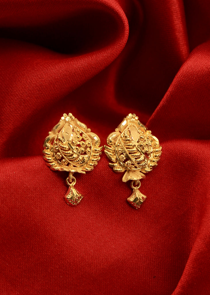 Vintage Ethnic Red Crystal Dangle Drop Golden Earrings  Neshe Fashion  Jewelry