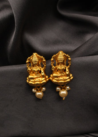Gold Tone Lakshmi Devi Jhumka – rajifancy.com