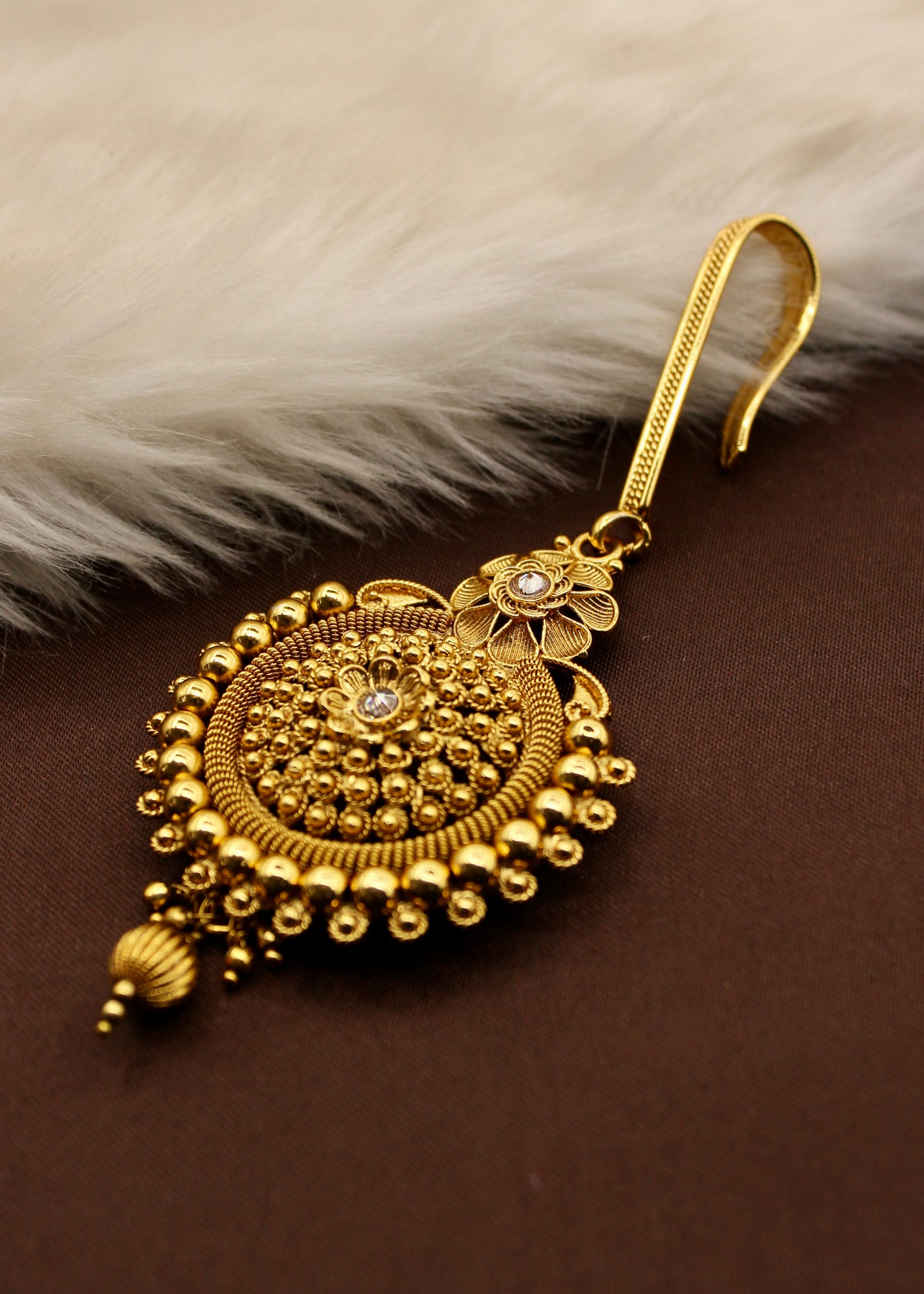 GOLDEN BEADED FLORAL CHALLA