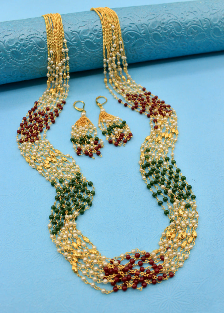 Buy Rajwada Royal Kundan Beaded Necklace Online – The Glocal Trunk