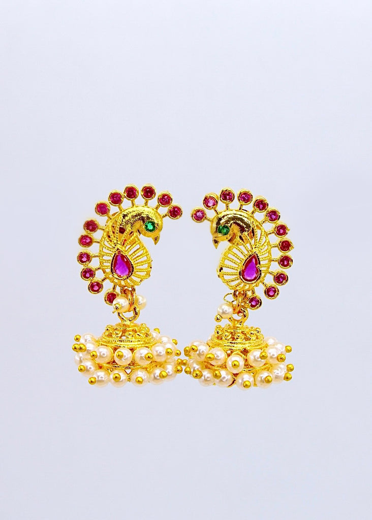 Beautiful Danglers 2 Gram Gold Peacock Earrings Shop Online ER3612