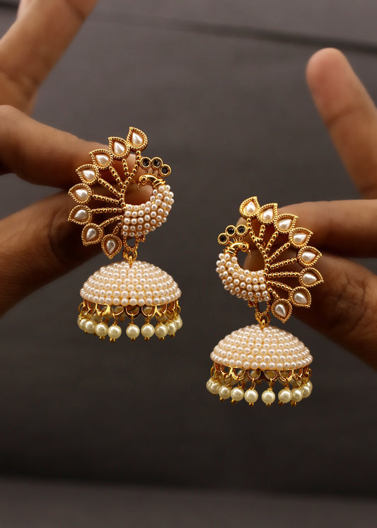 MARVELLOUS PEACOCK JHUMKI EARRINGS