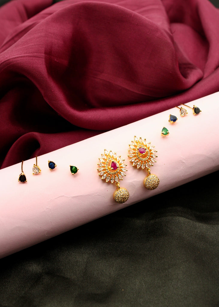 Flipkart.com - Buy Surat Diamond Lavanya - Red-Green Stone Gold-Plated  Copper Jhumki Earrings for Women (PSE34) Copper Jhumki Earring Online at  Best Prices in India