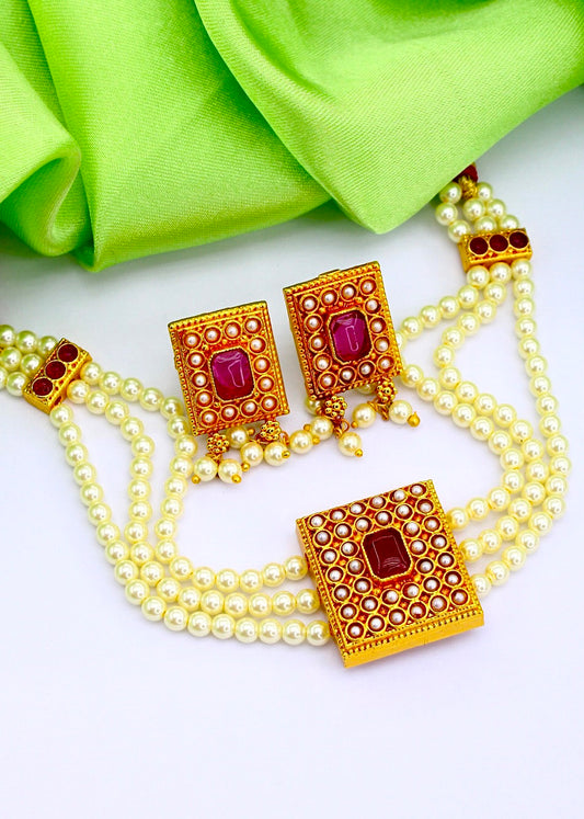 SQUARE DESIGNER CHOKER SET