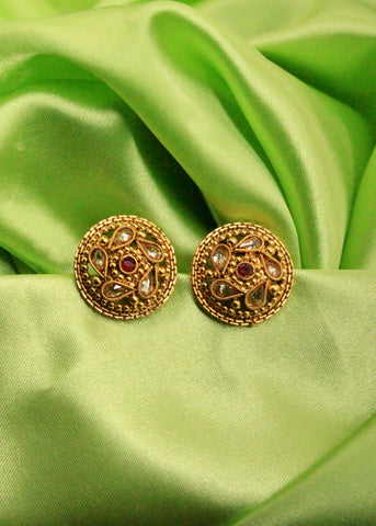 Hoop Earrings - Gold Plated with Crystals - Aztec Round Hoop Earrings by  Blingvine