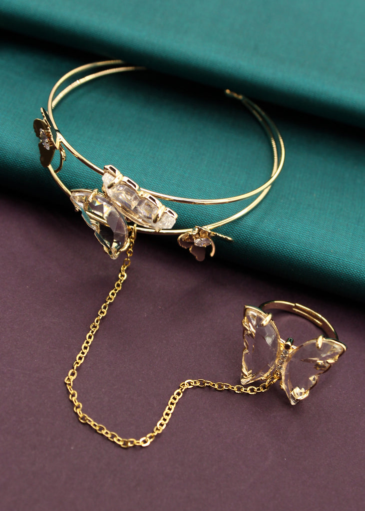 10kt Gold Mother of Pearl Butterfly Bracelet | La Kaiser